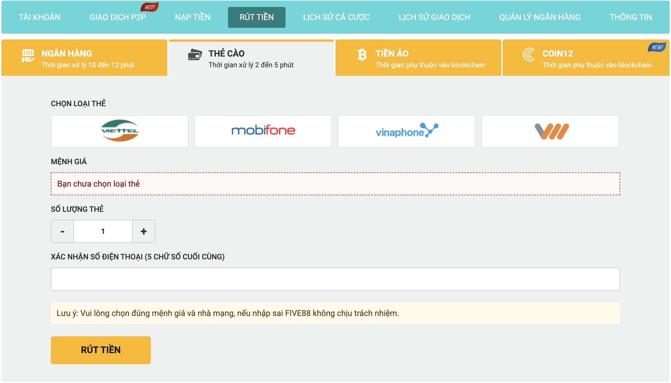 CÁCH RÚT TIỀN THẦN TỐC CHỈ CÓ TẠI FIVE88